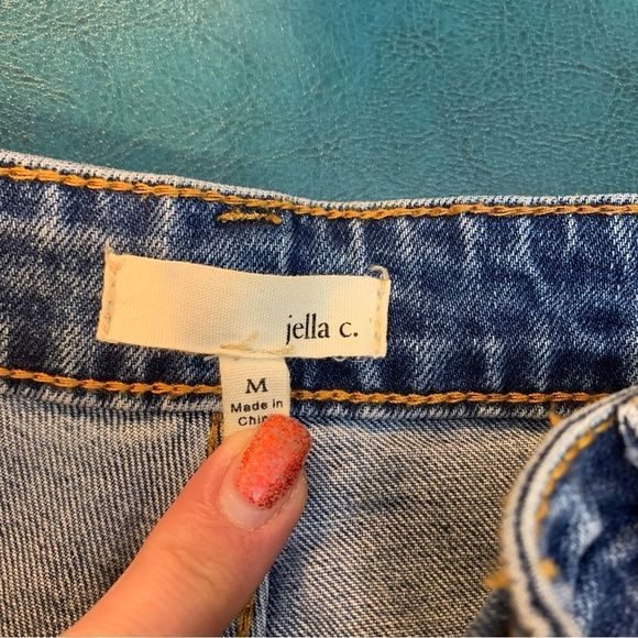 Jella C. Blue Floral Embroidered Distressed Skinny Mid Rise 5 Pocket Jeans 29 M - Picture 8 of 11